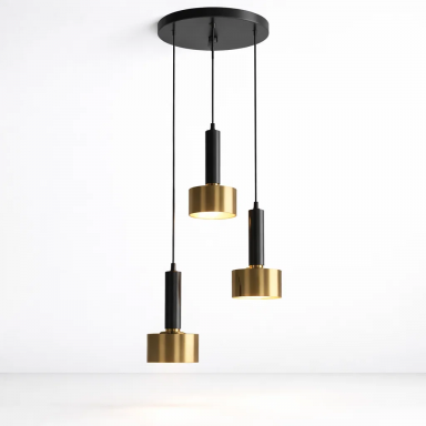 Lampara colgante base redonda estilo nordico triple Iluminación
