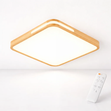 Lámpara led moderna con control cuadrado para sobreponer 36+36w 400mm madera clara 3000k-4000k-6000k modelo tannistha Ilumina...
