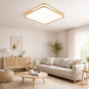 Lámpara led moderna con control cuadrado para sobreponer 36+36w 400mm madera clara 3000k-4000k-6000k modelo tannistha Ilumina...