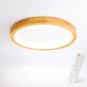 Lámpara led moderna con control redonda sobrepuesta 36+36w 400mm madera clara 3000k-4000k-6000k Konnergie Iluminación