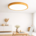 Lámpara led moderna con control redonda sobrepuesta 36+36w 400mm madera clara 3000k-4000k-6000k Konnergie Iluminación