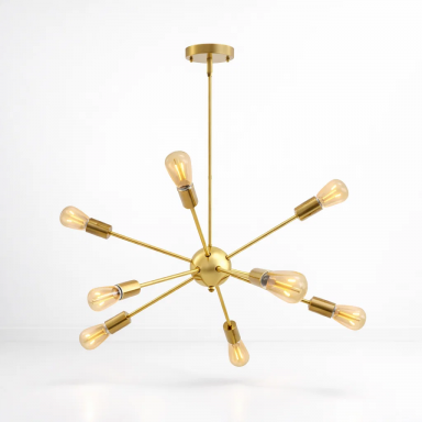Lampara de techo dorada 8 porta ampolleta e27 modelo Marsic III Iluminación