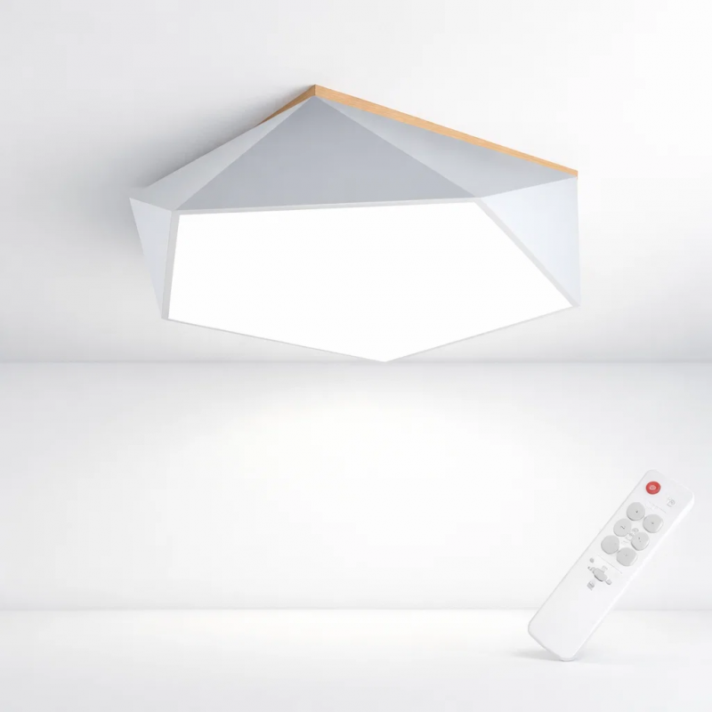 Lámpara led moderna pentagono sobrepuesta c/control 36+36w 400mm blanco 3000k-4000k-6000k modelo ukdah Konnergie Iluminación