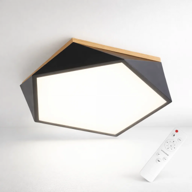 Lámpara led moderna pentagono sobrepuesta c/control 36+36w 400mm negro 3000k-4000k-6000k modelo ukdah Konnergie Iluminación