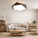 Lámpara led moderna pentagono sobrepuesta c/control 36+36w 400mm negro 3000k-4000k-6000k modelo ukdah Konnergie Iluminación