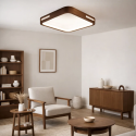 Lámpara led moderna con control cuadrada sobrepuesta 36+36w 400mm madera oscuro 3000k-4000k-6000k modelo urvi cuadrada Konner...