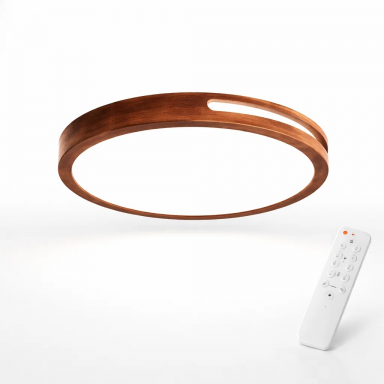 Lámpara led moderna con control redondo sobrepuesta 36+36w 400mm madera oscuro 3000k-4000k-6000k modelo urvi Iluminación