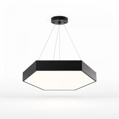 Lampara led moderna colgante 48w 600mm negra 6000k modelo hexagono cerrado sudeep Konnergie Iluminación