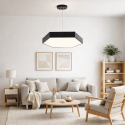 Lampara led moderna colgante 48w 600mm negra 6000k modelo hexagono cerrado sudeep Konnergie Iluminación