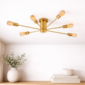 Lampara de techo dorada 6 porta ampolleta e27 modelo mirach Konnergie Iluminación