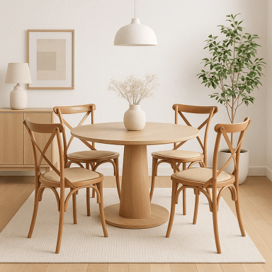 Silla Crossback Madera Rattan Natural Inicio