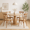 Silla Crossback Madera Rattan Natural Inicio