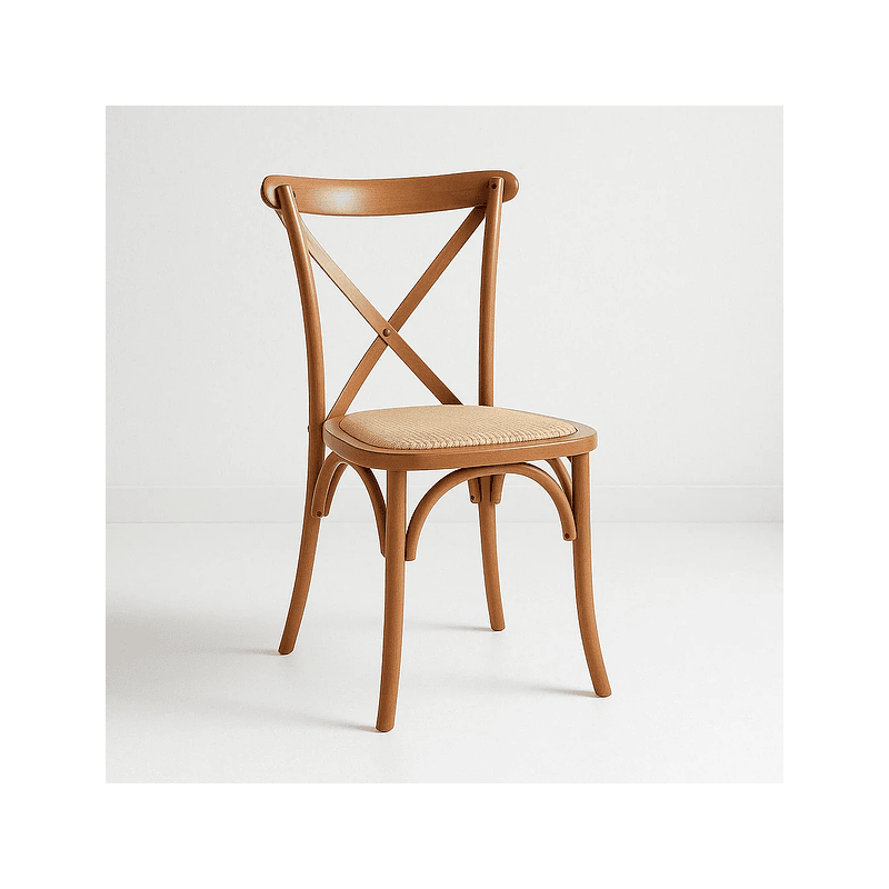 Silla Crossback Madera Rattan Natural Inicio