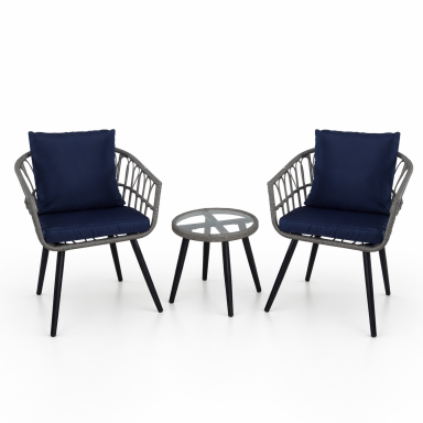 Juego Terraza Balcon Bintang Sillones Con Almohadon Y Mesa Azul Juegos de Terraza