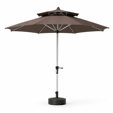 Quitasol 2.7m redondo Gris con base Terraza y Jardin