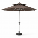 Quitasol 2.7m redondo Gris con base Terraza y Jardin