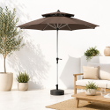 Quitasol 2.7m redondo Gris con base Terraza y Jardin