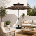 Quitasol 2.7m redondo Gris con base Terraza y Jardin