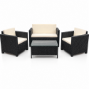 Set de terraza de 4 piezas Sunset Black Rattan Juegos de Terraza