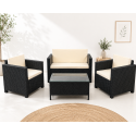 Set de terraza de 4 piezas Sunset Black Rattan Juegos de Terraza