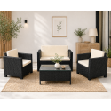 Set de terraza de 4 piezas Sunset Black Rattan Juegos de Terraza