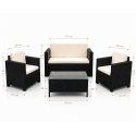 Set de terraza de 4 piezas Sunset Black Rattan Juegos de Terraza