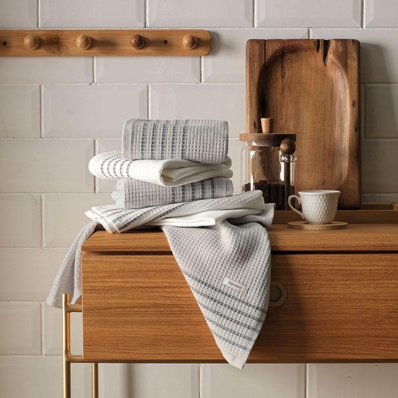 Paño de Cocina Karsten Collins Gris 47x65 cm Algodón Absorbente Textura Panal Inicio