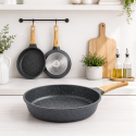 Set de Sartenes Antiadherentes Efecto Piedra con Mango Madera Inicio