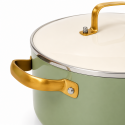 Batería de Cocina Antiadherente Verde con Mangos Dorados Inicio