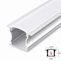 Perfil 2M Blanco Difusor de 0.55MM Modelo 613B plano alto embutido tapa y hebilla, Konnergie Iluminación