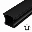 Perfil 2M Negro Difusor de 0.55MM Modelo 613B plano alto embutido tapa y hebilla, Konnergie Iluminación