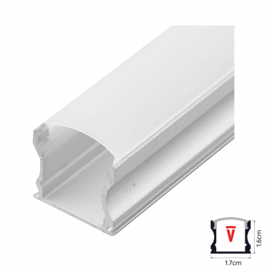 Perfil 2M Gris Difusor de 045MM Modelo 613 plano alto embutido y hebillas Konnergie Iluminación