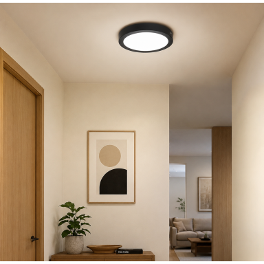 Panel Sobrepuesto Redondo Negro 6W Neutro 4000K Konnergie Iluminación