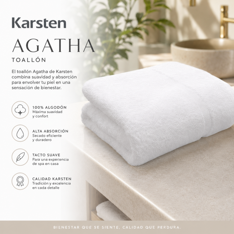 Toallon de Baño Karsten Agatha Blanca 86x150 600gr Toallas