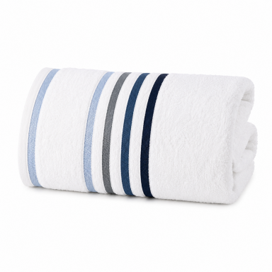 Toalla de Mano Karsten Lumina Blanco Azul 48x80 cm Algodón 500g Alta Absorción Toallas