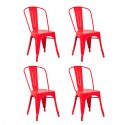 Sillas Metalicas Tolix. Juego 4 unidades Rojas Sillas Modernas Tipo Eames DSW