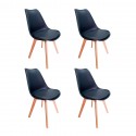 Pack 4 Sillas Eames Acolchadas Negras Sillas Modernas Tipo Eames DSW