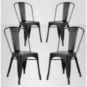 Sillas Tolix Negra. Juego 4 unidades Sillas Modernas Tipo Eames DSW