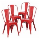 Sillas Metalicas Tolix. Juego 4 unidades Rojas Sillas Modernas Tipo Eames DSW