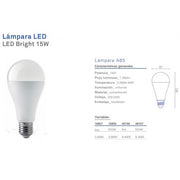 Imagen de Ampolleta LED A65 Clásica 15W/6400K E-27 Megabright