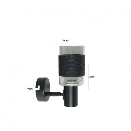 APLIQUE NEGRO SIMPLE PORTA E14 NEGRO LED MODELO ZAURAK KONNERGIE