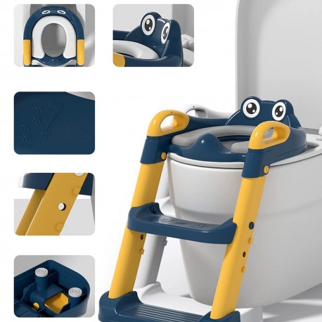 Asiento Adaptador Escalera Inodoro Para Niños Color Azul