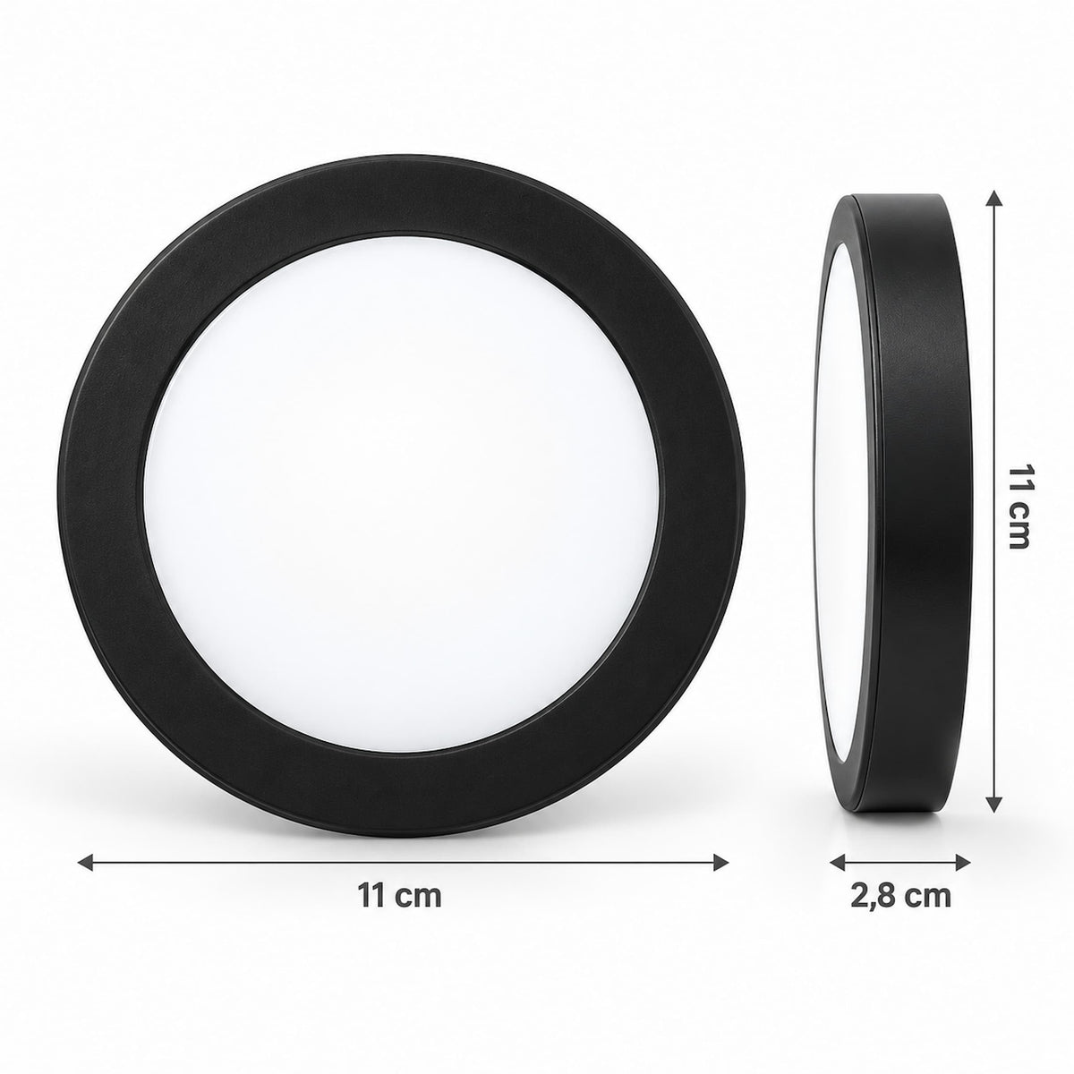 Panel sobrepuesto pro negro redondo 6w frio 6000k