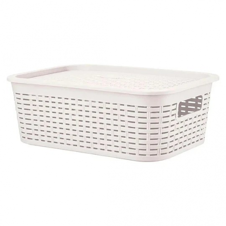 Imagen de Canastilla organizadora Tavarua con tapa 13L Blanco Reyplast disponible para compra online