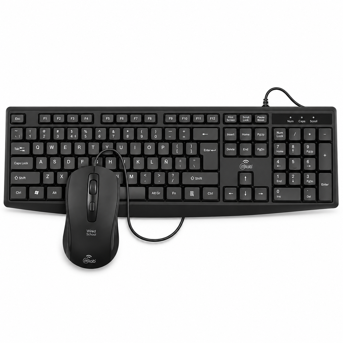 Kit Teclado y Mouse MLAB School C70U USB 1600 DPI Gris/Negro