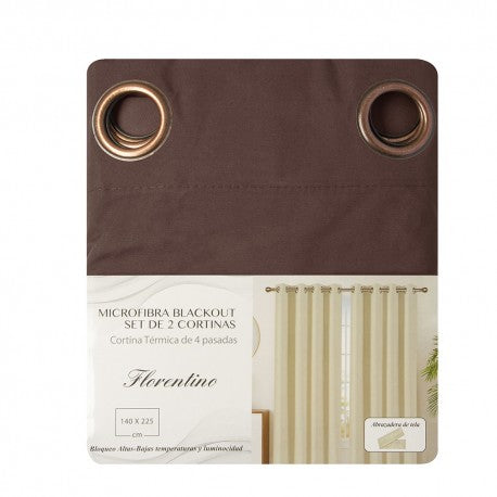 Cortinas Set B.O. Microfibra 2 pzas. 1.40 x 2.25 cm Chocolate. Masel