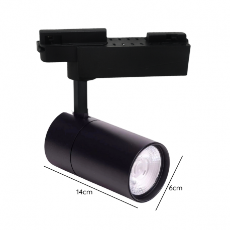 FOCO LED A RIEL MONOFASICO 20W 4000K NEGRO MODELO ALTAIR ZEROFLICKER A KONNERGIE