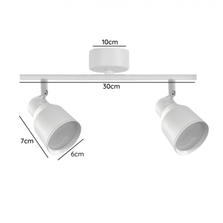 Foco porta gu10 doble blanco sobrepuesto led modelo híades
