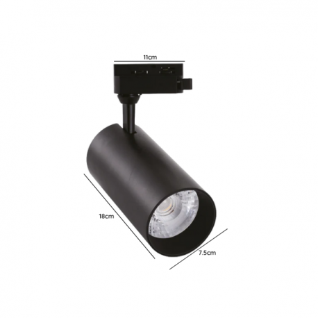 Foco proyector negro led modelo altair a riel monofásico 20w 4000k