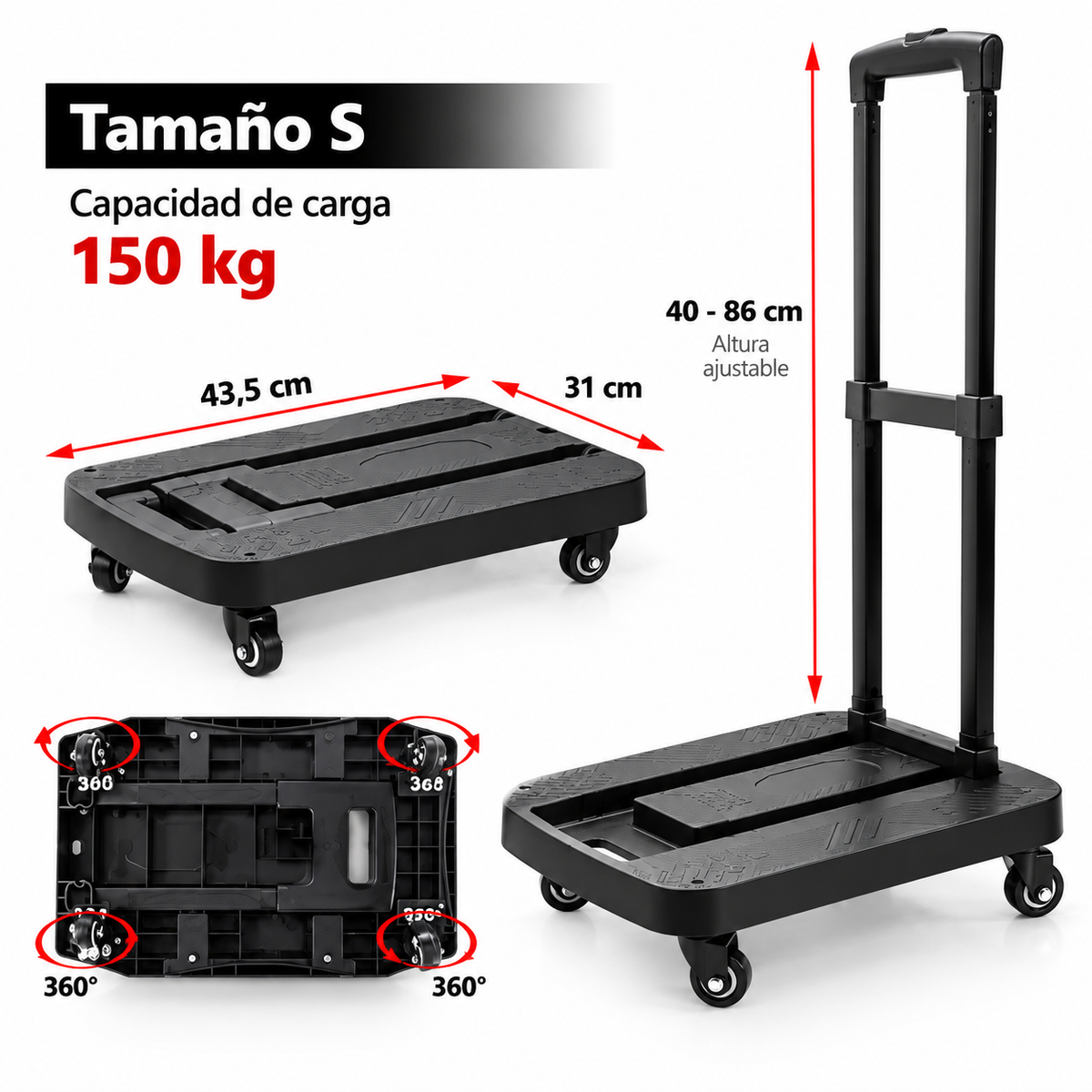 Carrito plegable para 150kg
